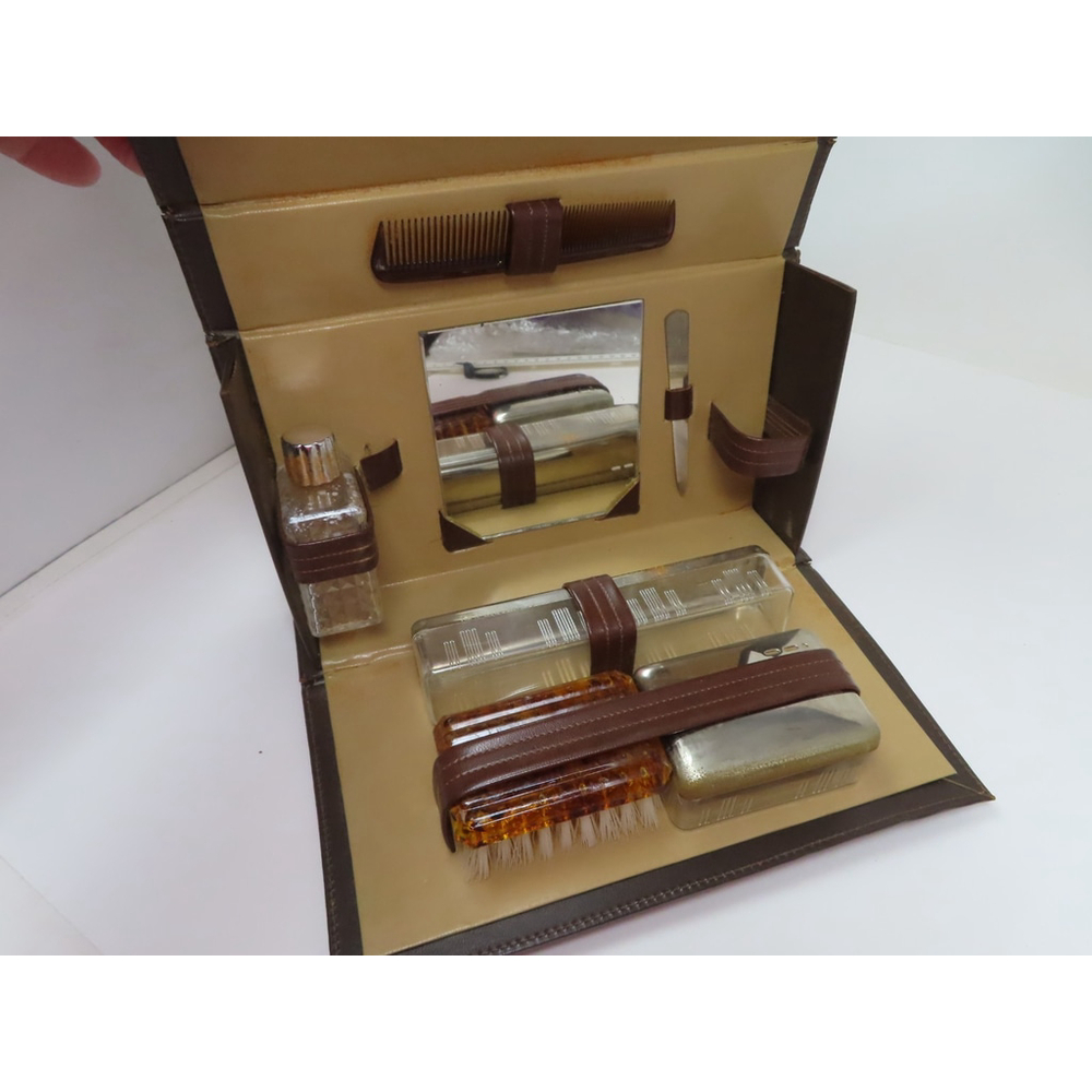 Vintage SWANK Men's Travel Case Bottles Mirror Comb Brush